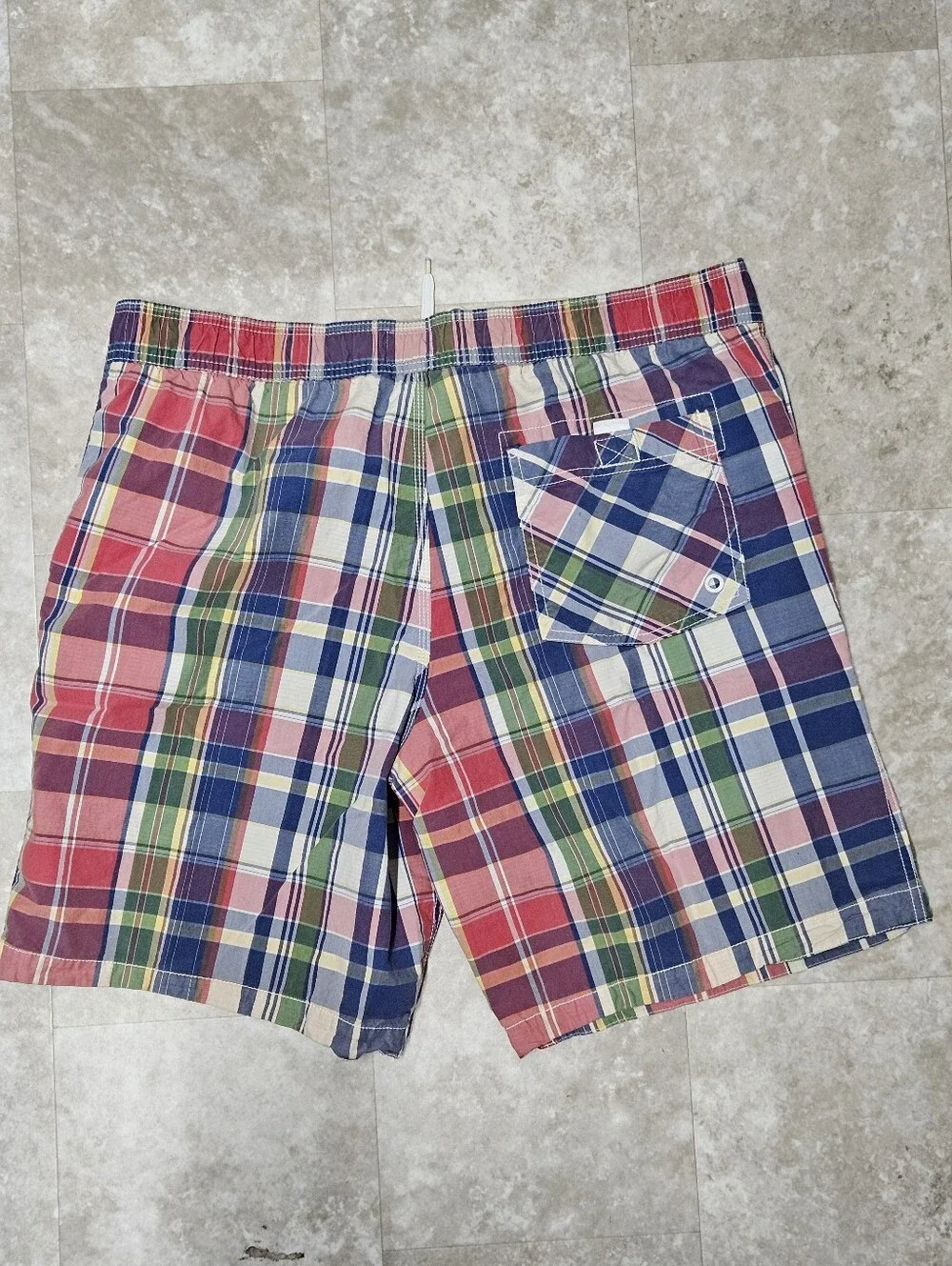 Old Navy Mens Plaid Madras Swim Trunks Board Shorts Size L Mesh Lined Nantucket